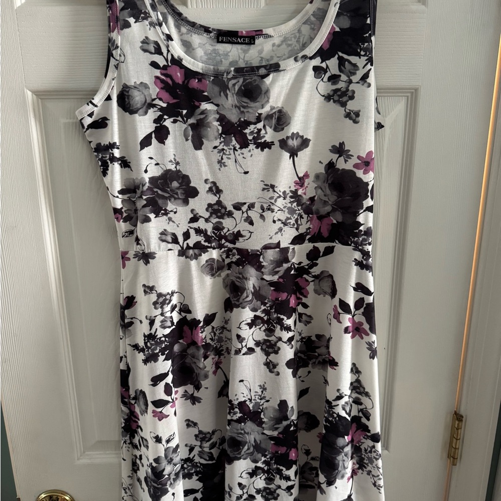 Floral Women's Dress - Black, Gray, and Pink